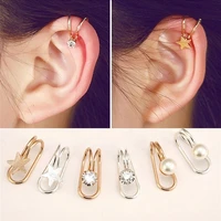 pearl creative temperament single diamond star u shaped ear clip single earrings without holes
