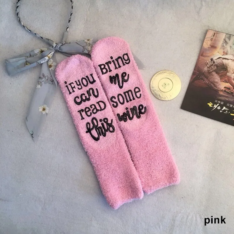 

1 Pair Women Socks If You Can Read This Bring Me Some Wine Romantic Warm Gift AC889