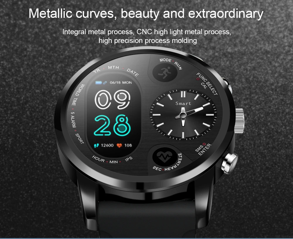 LEMFO Смарт часы для мужчин T3 PRO Dual Time Водонепроницаемый IP67 сердечного ритма Bluetooth трекер активности Смарт спортивные для IOS Android