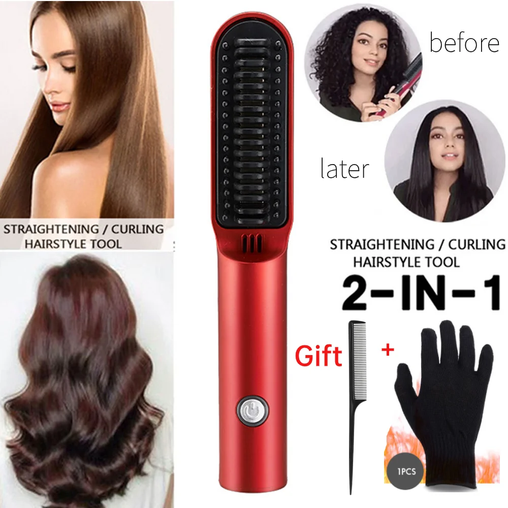 

Hair Straightener Flat Irons Straightening Brush Hot Heating Comb Hair Straight Styler Corrugation Curling Iron Hair Curler Comb