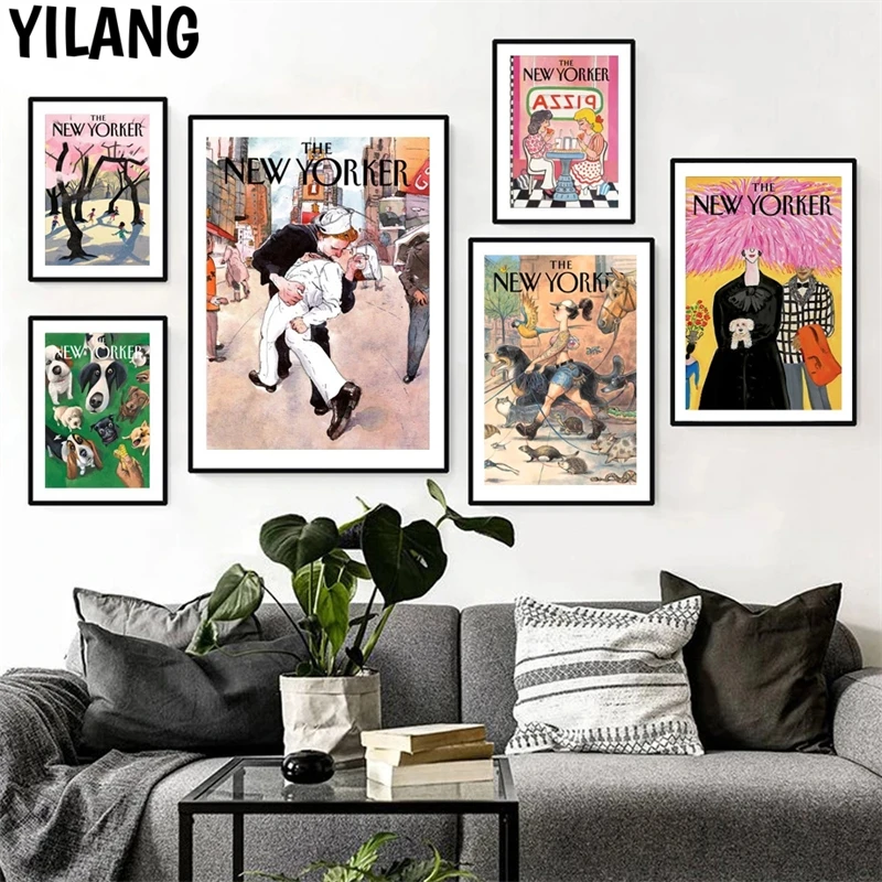 

The New Yorker винтажная животная городская иллюстрация настенная Картина на холсте постеры и принты для гостиной Декор в скандинавском стиле