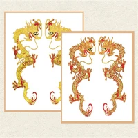 1pair large gold sequin dragon need iron embroidery fabric dance performance applique patch accessory stick adhesive 3815cm