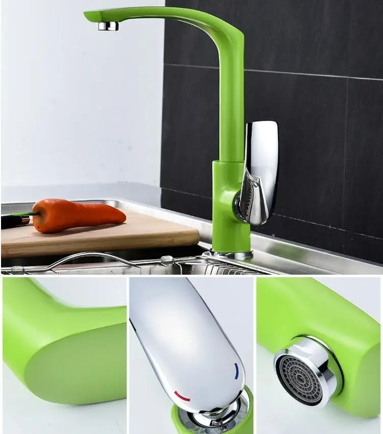 Rotary brass kitchen faucet bathroom high Black / Chrome gold Green orange | Обустройство дома