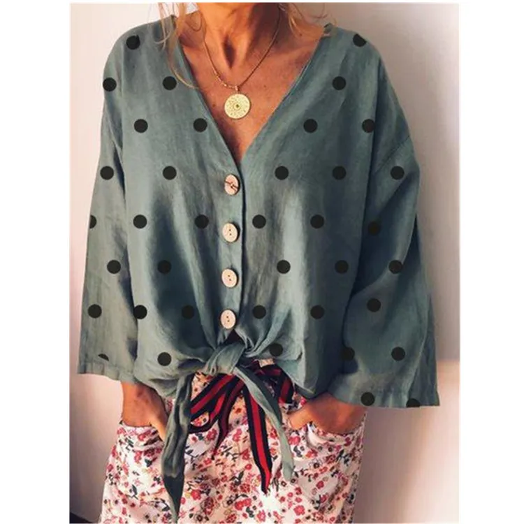 

Autumn Winter New Fashion Women Casual Long Sleeve Loose Blouses Shirts Female Polka Dot Casual Blouse Shirts Outfits Plus Size