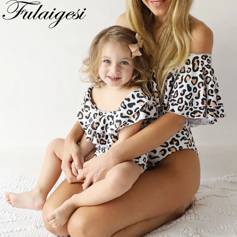 Купальный костюм для мамы и дочки купальник подростков сексуальный леопардовой