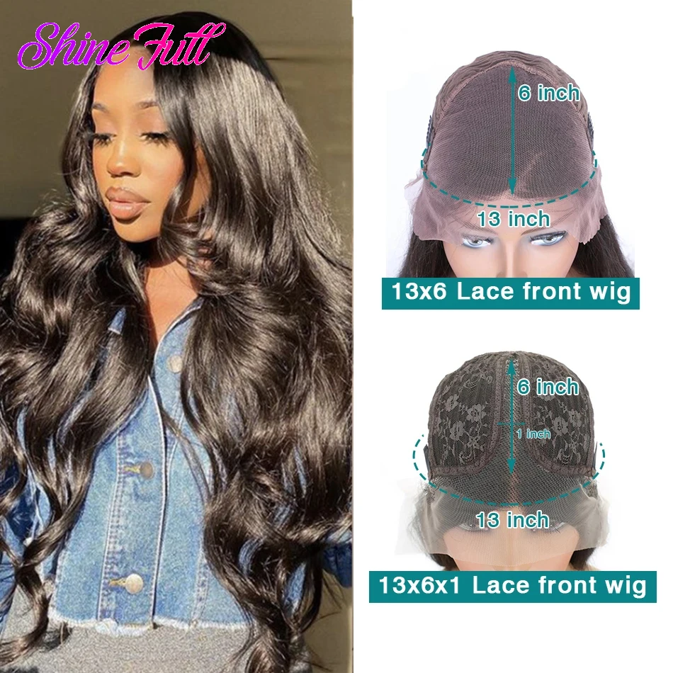 

ShineFull Hair Malaysian Body Wave Hair Wigs for Women Human Hair 13X6/13X6X1 T Part HD Lace Frontal Wig Natural Color 30 Inch