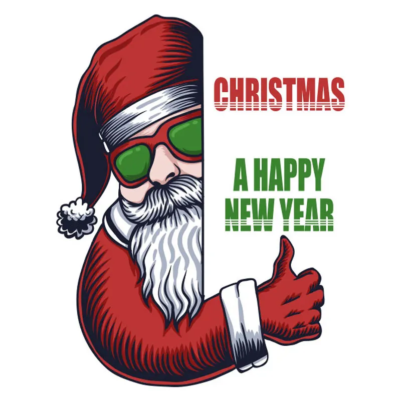 

2021 Merry Christmas Cute Santa Claus Patches for Clothing Happy New Year Iron-on Transfers Thermo Stickers on Clothes Parches