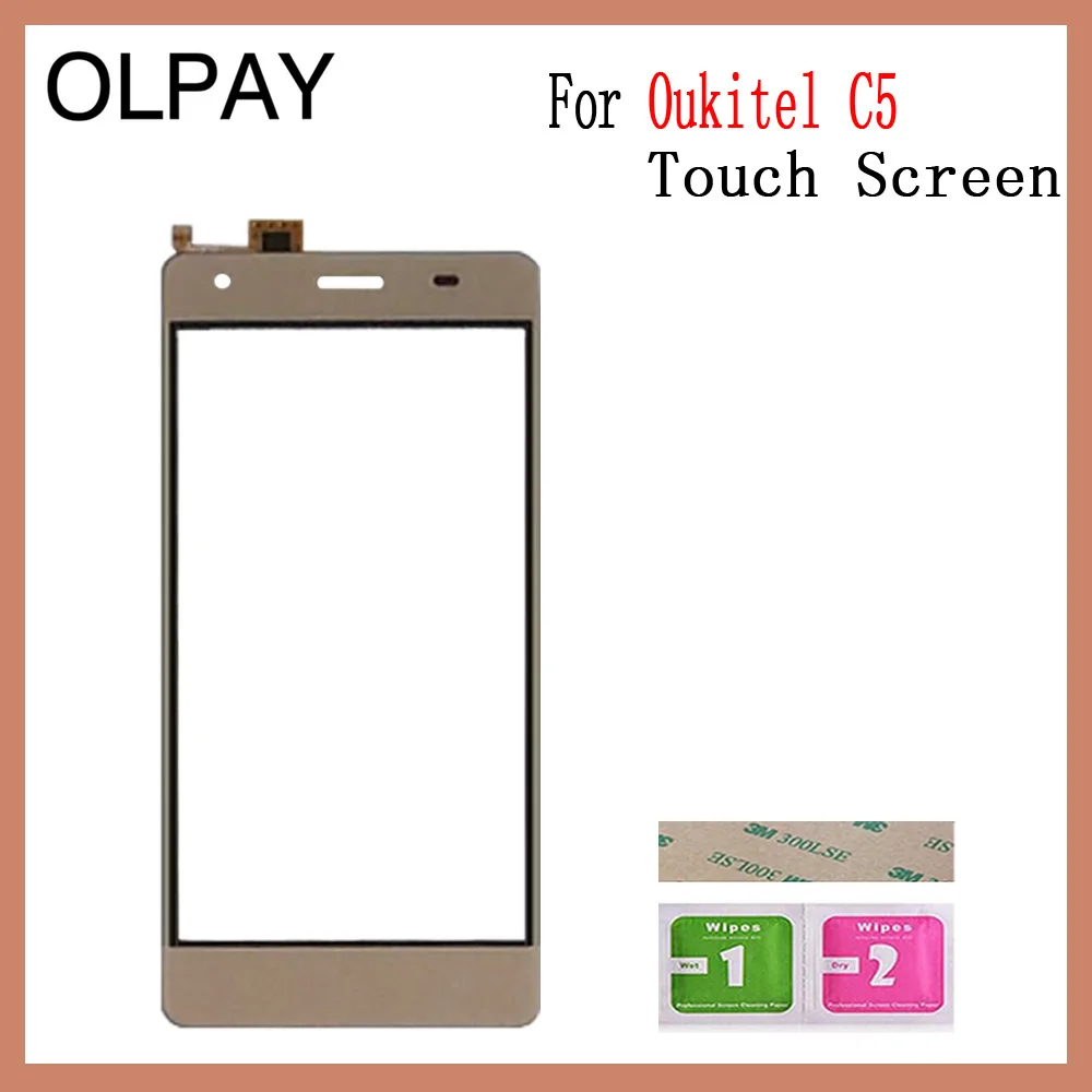 Oukitel C5 Gold Сенсорная панель мобильного телефона для Oukitel C3 C4 C5 C8 C9 C11 Pro Сенсорный экран дигитайзер сенсор внешняя стеклянная панель объектива - Цвет: Oukitel C5 Gold