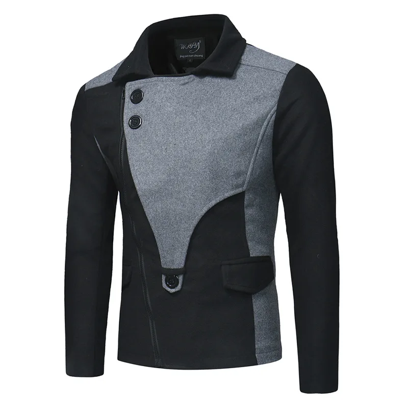 Осенняя и зимняя новая мужская шерстяная куртка модная диагональная ветровка на