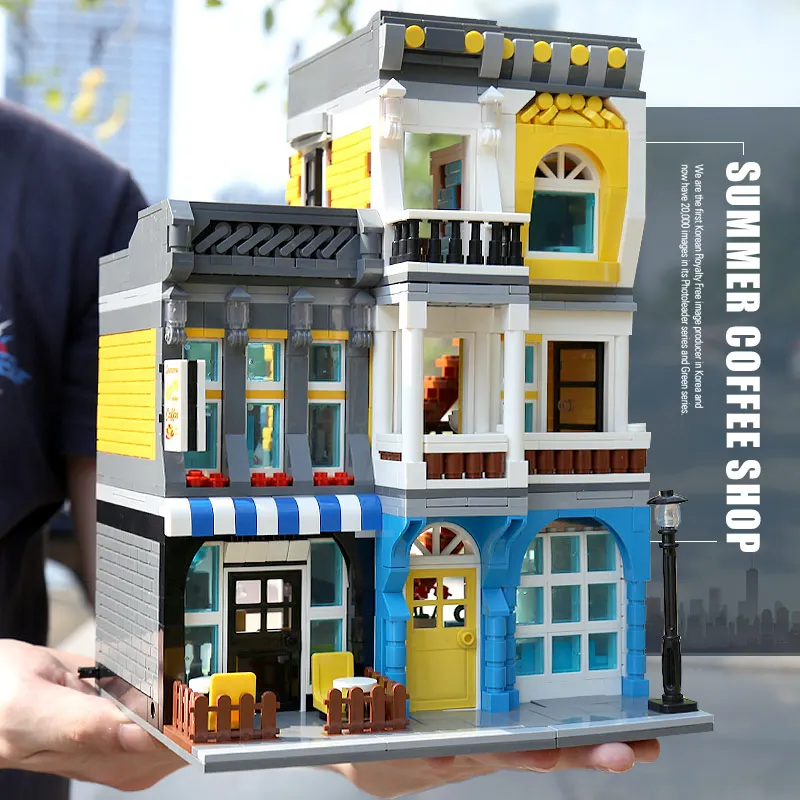 

Yeshin 0934 MOC Creative City Street View The Summer Coffee Shop European House Building Blocks Bricks Assembly Kids Toys Gifts