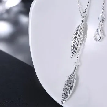 

Fashion Necklace, Double Leaf Pendant LKNSPCN1006
