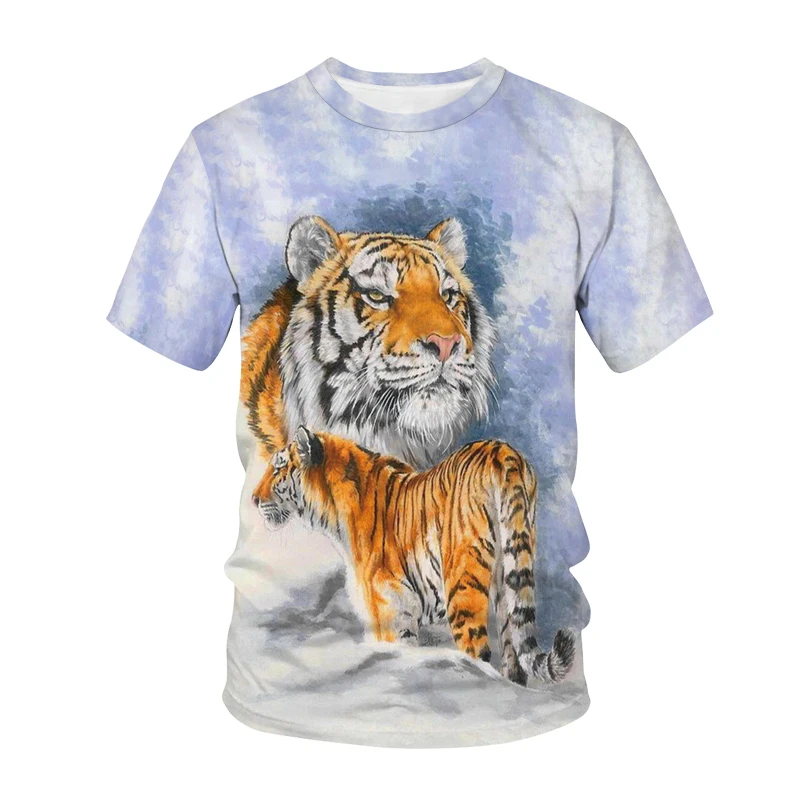 

2021 New Summer 3D Print T-Shirt Animal Tiger Print Men's T-Shirt Casual T-Shirt O-Neck Hip-Hop Short Sleeve Size 100-5XL