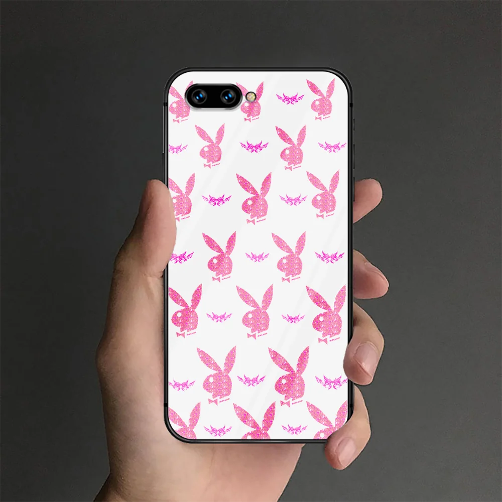 

Rabbit Playboy Phone Tempered Glass Case Cover For Huawei Honor 7 8 9 10 20 A X I Lite Shell Black Etui