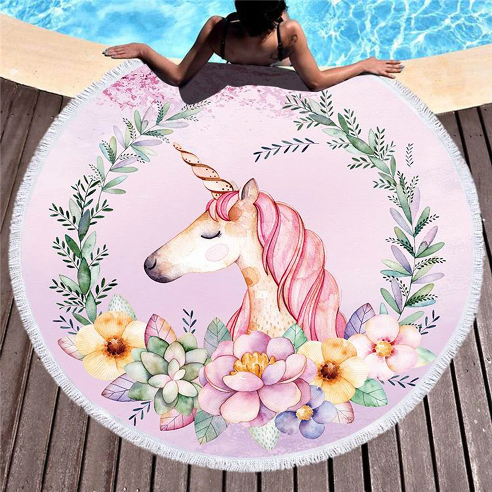 Новый Фламинго круглое пляжное Полотенца напечатанный Гавайи тропические