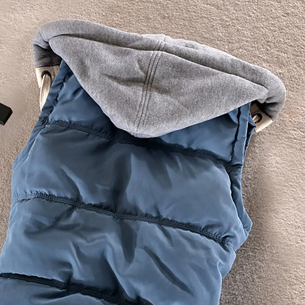 

Women Autumn Winter Warm Down Vest Zip Button Pocket Removable Hooded Waistcoat