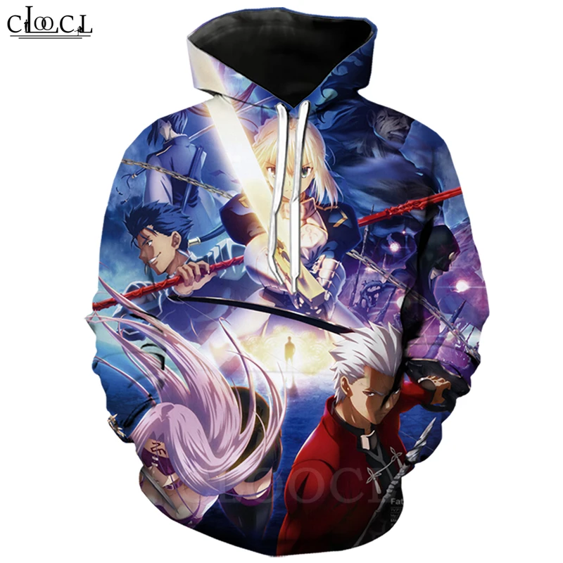 Модные аниме Fate Stay Night футболки мужская одежда 3D принт толстовка с капюшоном для