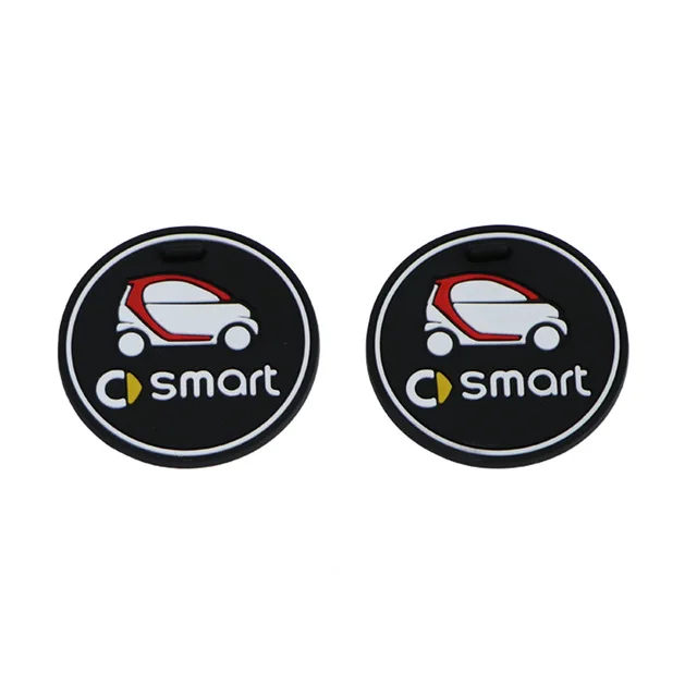 car-2pcs Нескользящие Коврики для чашек smart 453 fortwo, флуоресцентные Чехлы для хранения логотипов, Нескользящие Чехлы для автомобиля, украшение интерьера, 1 штука - Название цвета: car-2pcs