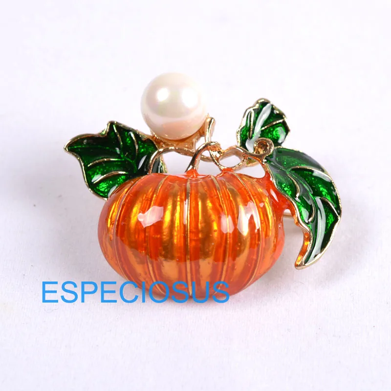 Pumpkin Элегантная булавка Золотой Рождественский елочный женский подарок Рождественская одежда нагрудная булавка аксессуары ювелирные изделия окрашенные Брошь Стразы - Окраска металла: Pumpkin