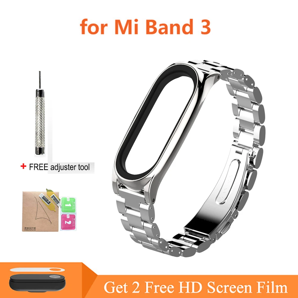 Mi3 Metal-A Silver Ремешок mi Band 4 mi Band 3, металлический ремешок для Xiaomi mi Band 3, браслет из нержавеющей стали, умный ремешок, сменный ремешок для mi Band 4/3 - Цвет: Mi3 Metal-A Silver