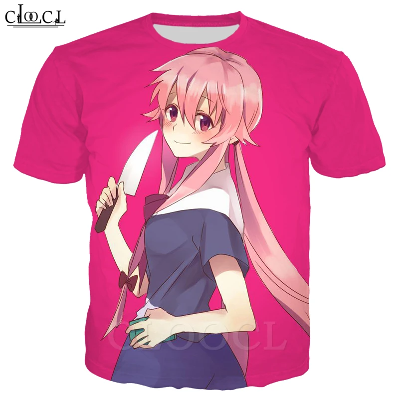 Аниме Future Diary футболка для мужчин и женщин Gasai Yuno мультфильм персонаж косплей