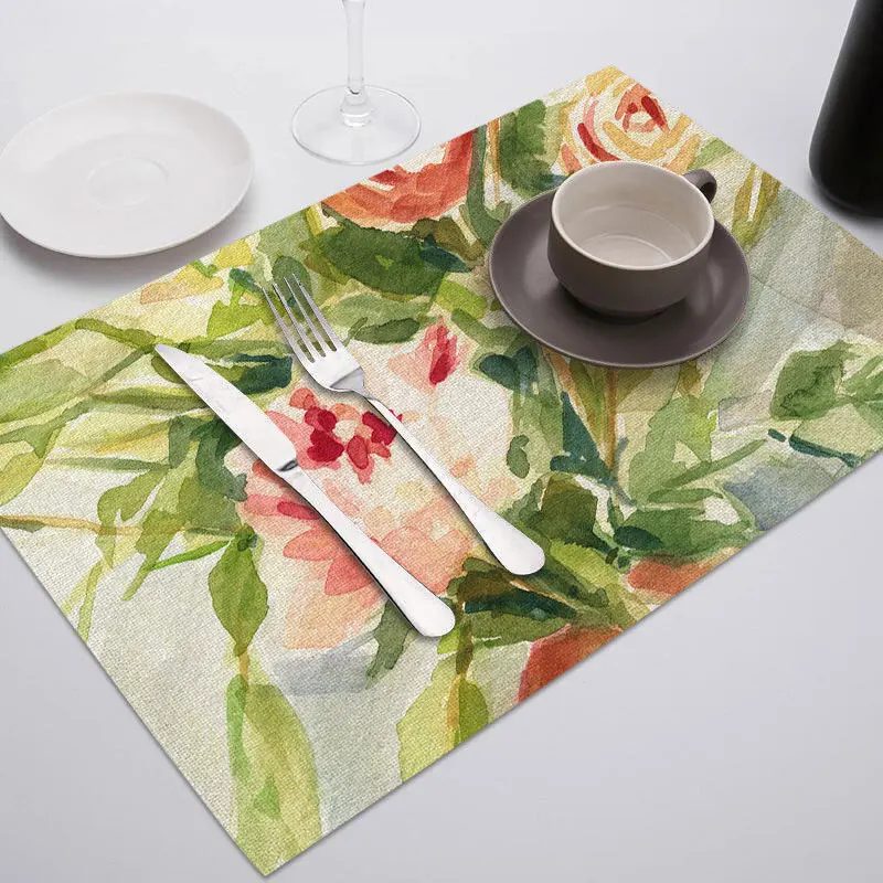 PC1981 Fuwatacchi Coffee Place Mat Linen Ramadan Dining Table Placemat Tableware Fiber Pad Coaster Eid Party Supplies Table Placemats - Цвет: PC1981