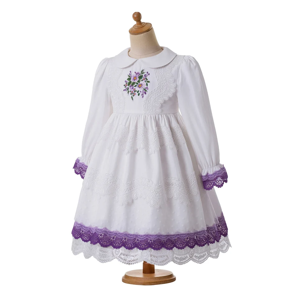 Pettigirl New Girl Maxi Dress Lace Long With Hair Accessories And Flower Summer Kids Clothing G-DMGD210-271 | Детская одежда и