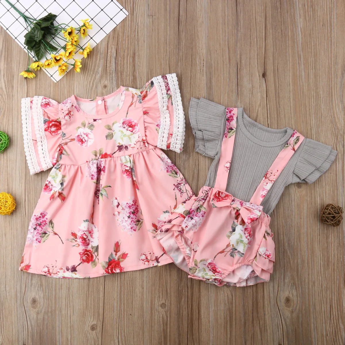 Детская одежда летняя для маленьких девочек платье маленькой сестры комбинезон