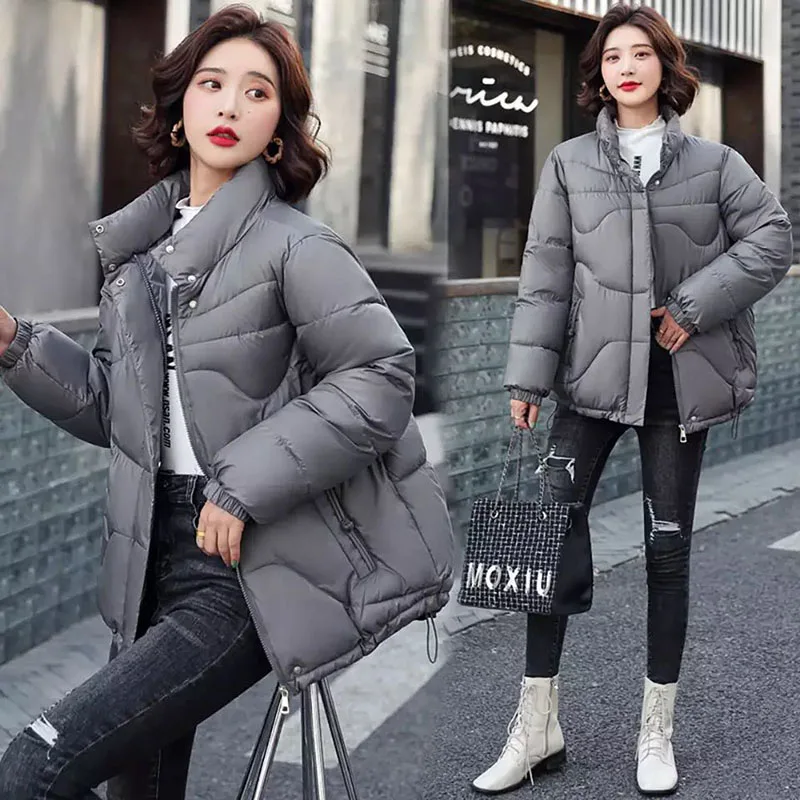 Winter Jacket Women Stand Collar Female Parkas Thicken Outerwear Solid Winter Coat Short Cotton Padded Women Clothing s1318