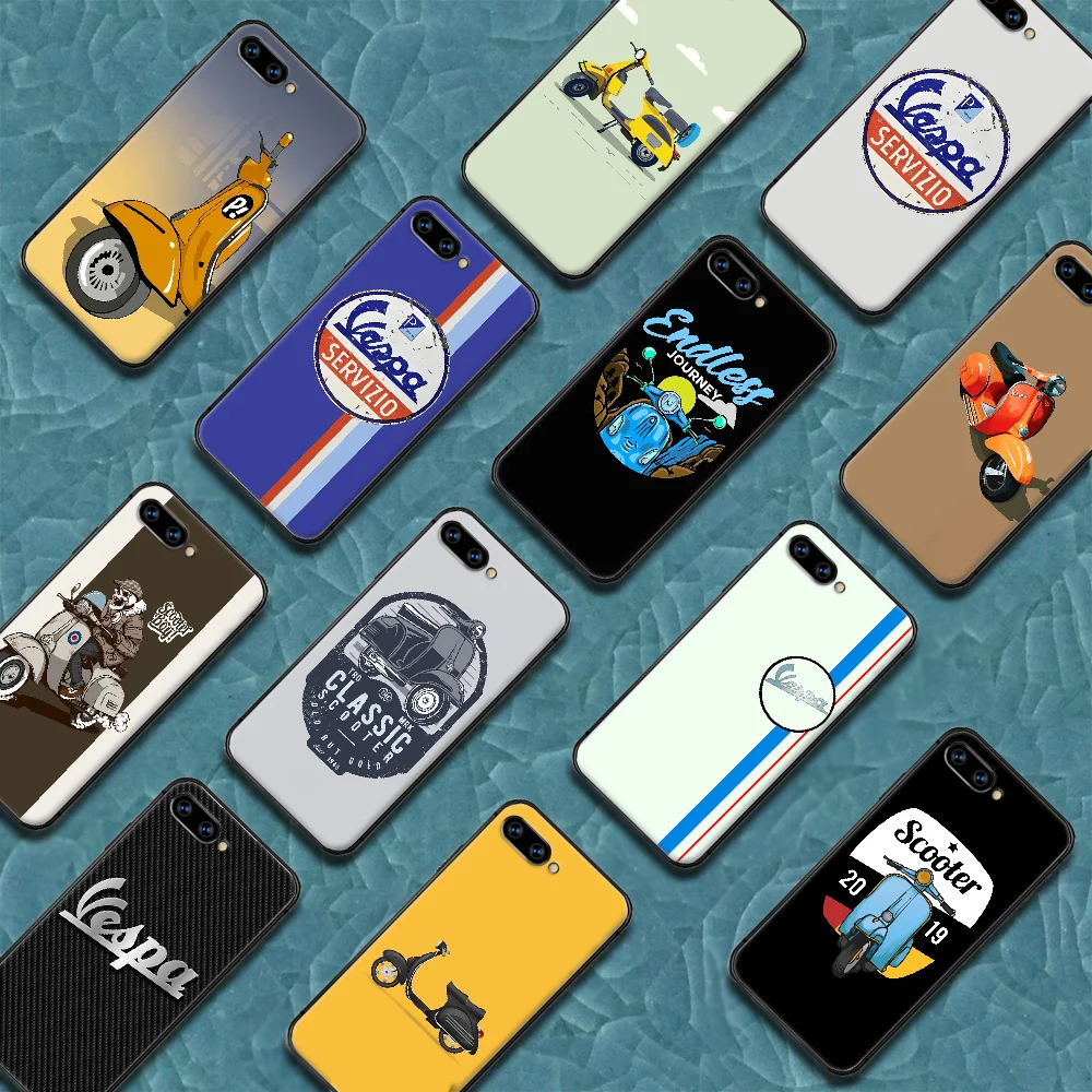 

Vespa Scooter Phone Case Cover Hull For HUAWEI Honor 6A 7A 7C 8 8A 8S 8x 9 9x 10 10i 20 Lite Pro black Cover Silicone Back