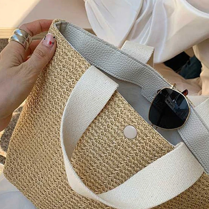 Женская плетеная корзина ручной работы вместительные пляжные тоуты для отпуска