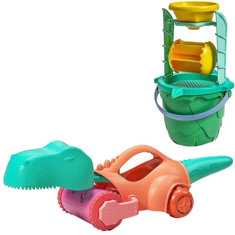

Sand Toys Set, Dinosaur Beach Toys Set Include Sand Water Wheel with Funnel ,Sand Shovel, Bucket, Sifter, Sand Toy