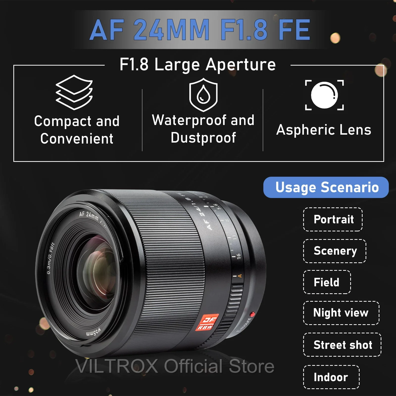 VILTROX 23 мм 33 56 F1.4 24 E F1.8 Автофокус Большая диафрагма AF фотообъектив для Sony mount