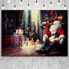 Фоны Avezano с рождественской елкой зимние подарки Санта Клаус лук колокольчик свеча Декор фотографические фоны для фотостудии