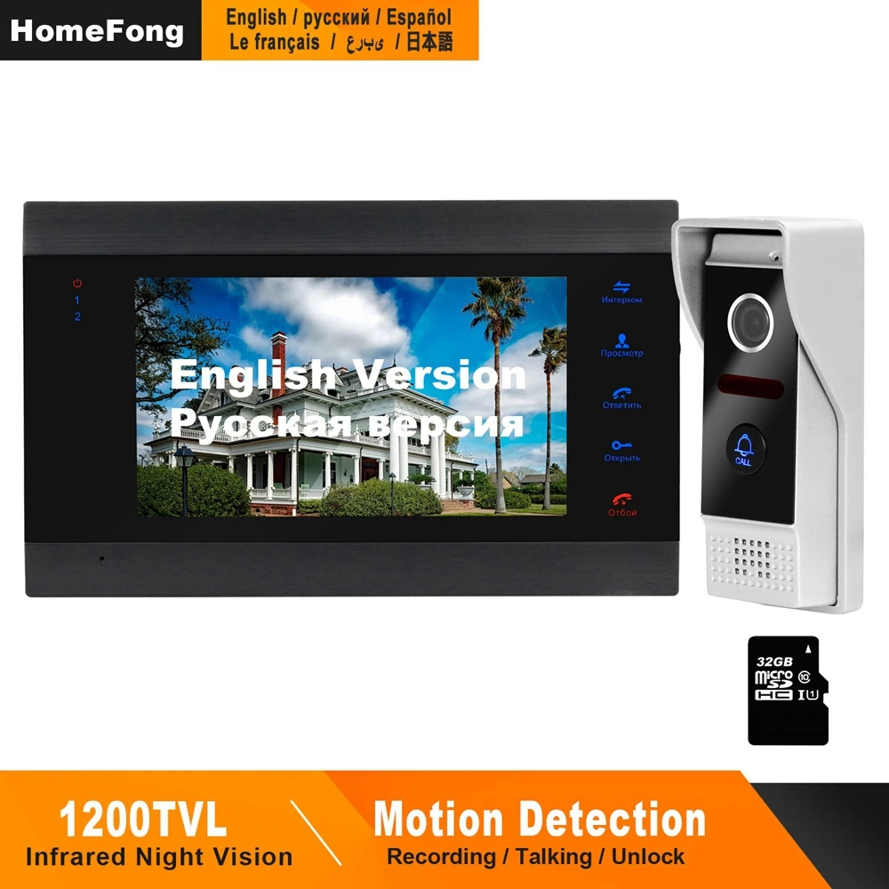 Дверной Видеозвонок Homefong 1200TVL широкоугольная камера безопасности домофон запись