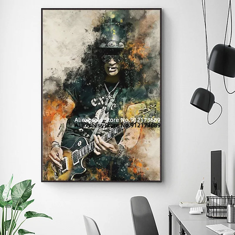 Картина-строчка на холсте настенное искусство абстрактная картина гитаре для