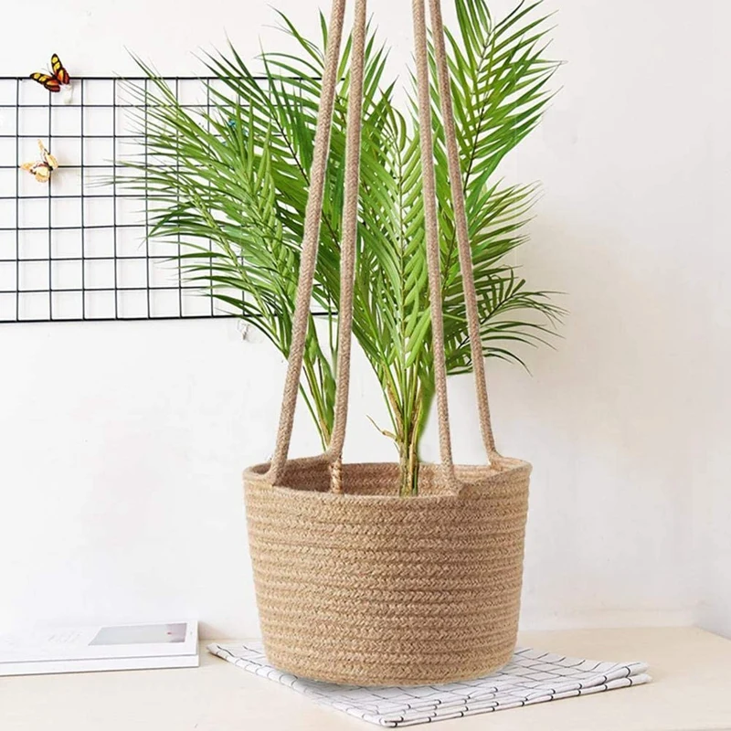 

Indoor Hanging Flower Pot Woven Plant Basket Up to Flower Pot Macrame Plant Hook Modern Storage Storage Home Decoration