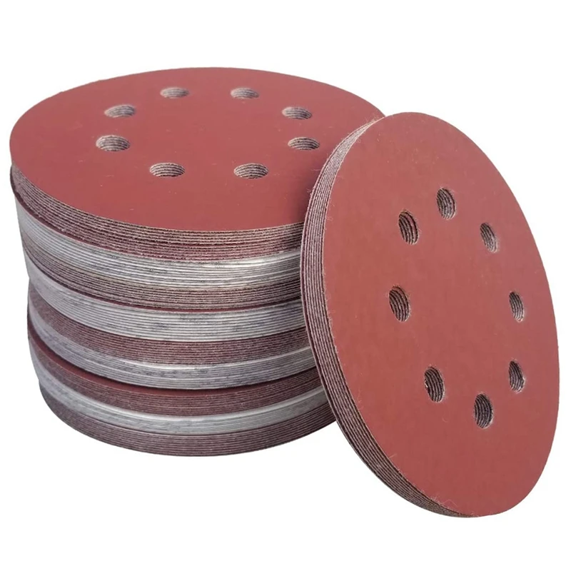 

100 PCS 5 Inch 8 Holes Hook and Loop Sanding Disc Sandpaper, 20 Pcs Each of 600 800 1000 1500 2000 Grits Sand Paper for Ran T