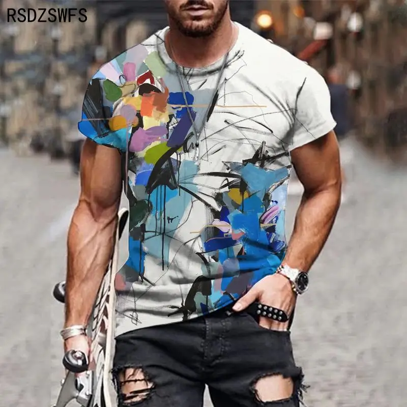 

2021 new men's 3D T-shirt Street trend Harajuku skateboard graffiti style design Short Sleeve Top Asian Size XXS-5XL