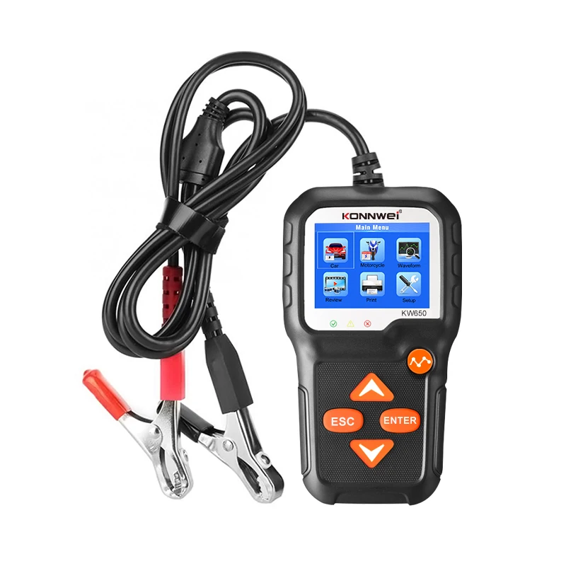 

KONNWE KW650 Battery Tester 12V 6V Car Motorcycle Battery System Analyzer 2000CCA Charging Crank Test Tools for Car