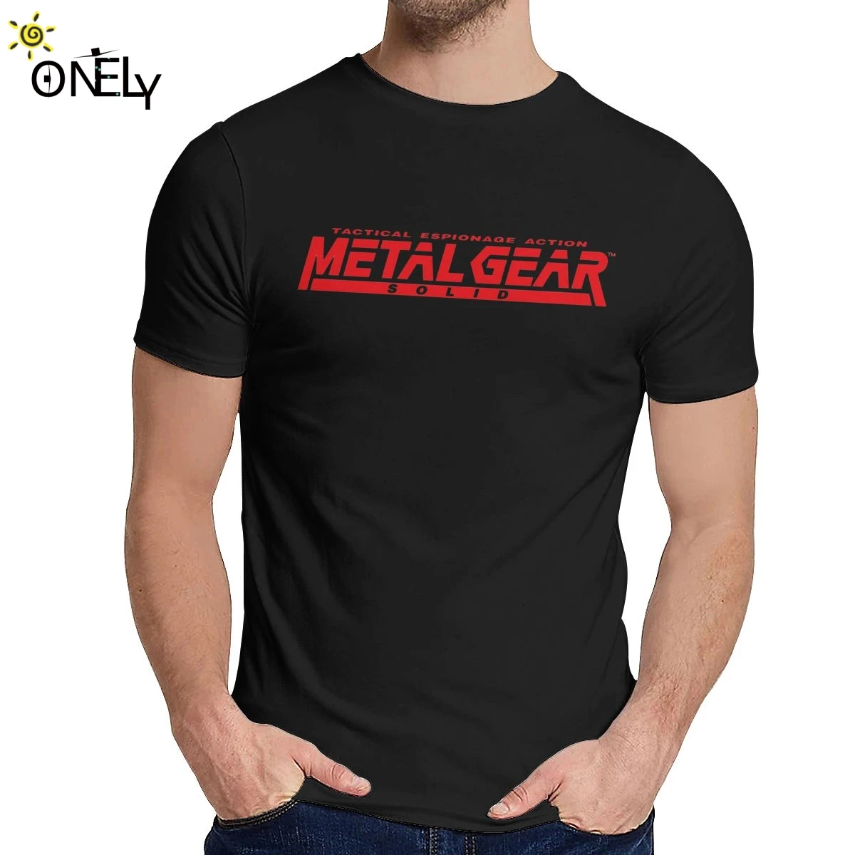 Летняя игровая Однотонная футболка MGS с металлическим механизмом для мужчин
