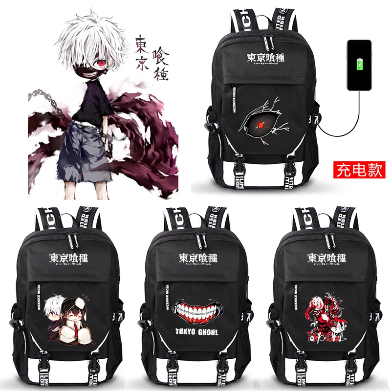 Токийский Гуль Kaneki Ken рюкзак с USB портом школьная сумка на плечо для студентов