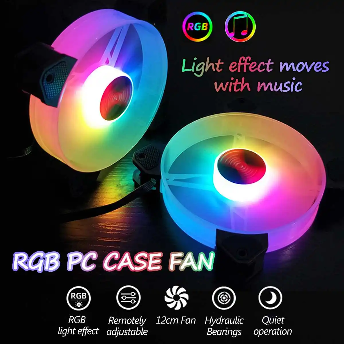 6 шт. чехол для компьютера ПК Вентилятор RGB настраиваемый светодиодный вентилятор