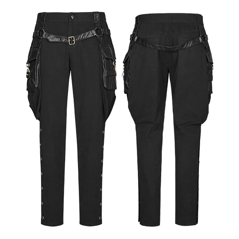 Панк рейв стимпанк Стрейчевые тканые вымытые Мужские штаны для верховой езды