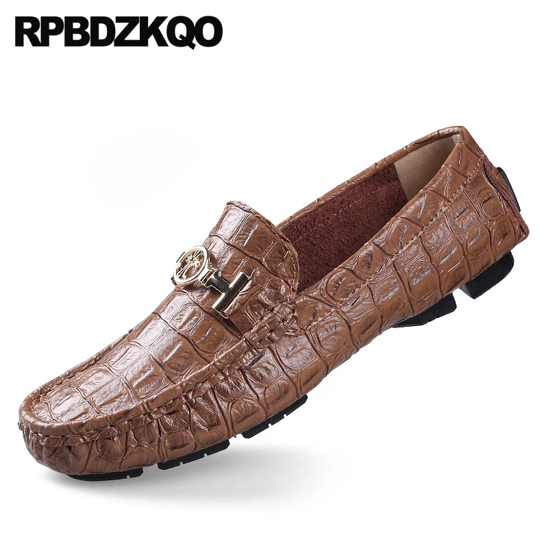 48 Alligator Loafers 47 Green Metal Python Leather Breathable Hollow Out Shoes Men Driving Spring Large Size 11 Crocodile Blue | Обувь