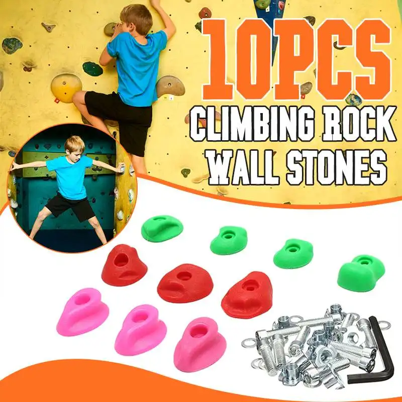 

10pcs/set Kids Rock Climbing Toys for Children Wood Wall Stones Plastic Indoor Outdoor Climbing Rock Physical Training Fitness