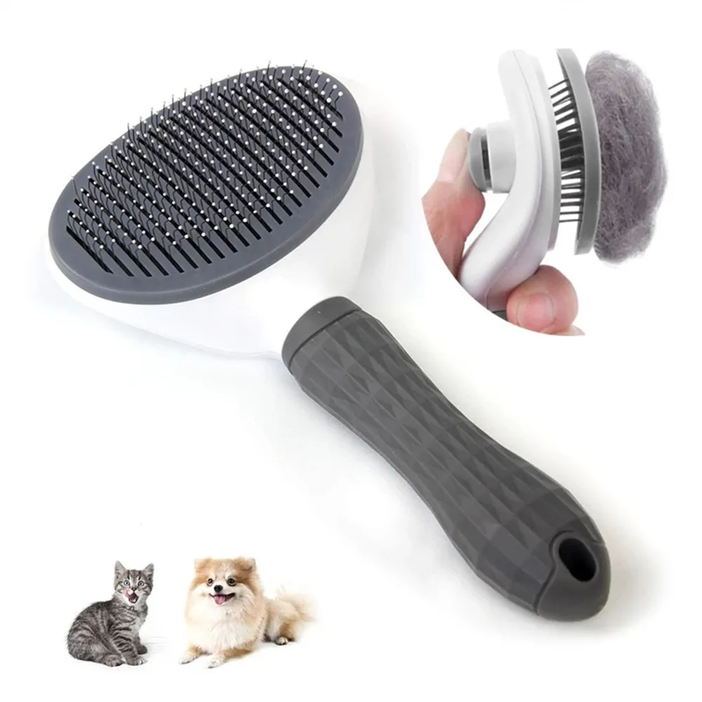 

Pets Slicker Brush Cat Grooming Massage Comb Dogs Self Clean Shedding Brush One Button Removes Loose Undercoat Mats Tangled Hair