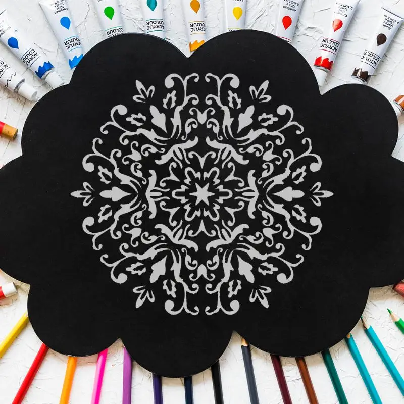 

6pcs/set Mandala Drawing Template Wall Stencil Painting Embossing for Wood Floor WXTA
