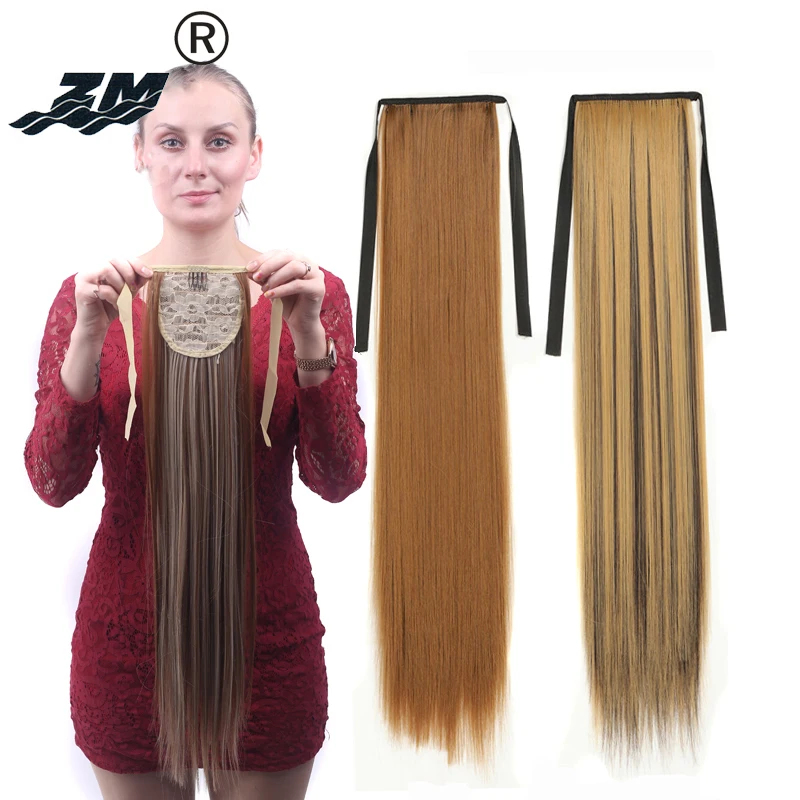 Прямые Синтетические накладные волосы ZM Омбре 24 дюйма накладной хвост из