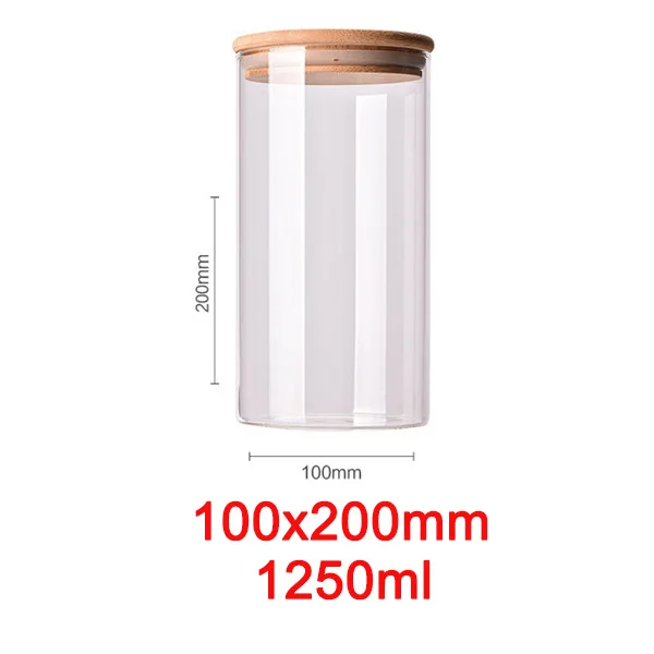 100x200mm Стеклянная бутылка для хранения пищевых продуктов канистра для кухонных контейнеров банка с крышкой коробки специй Чай вакуумные крышки сахара миска-контейнер - Цвет: 100x200mm