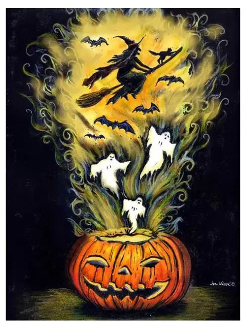 Алмазная 5d Вышивка Тыква на Хэллоуин|Алмазная мозаика и вышивка| |